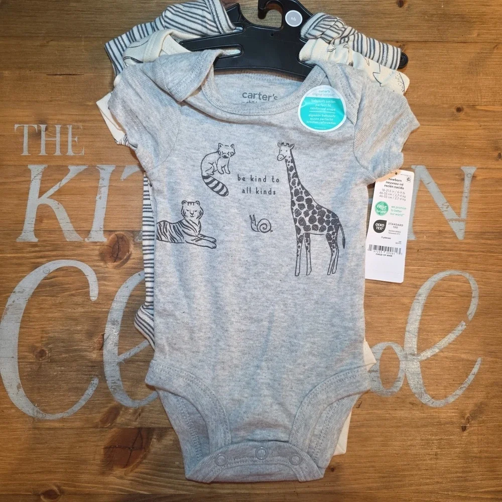 NEW Set Of 4 Carter's Newborn Big Brother Outfits Blue Grey White